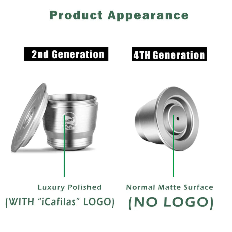 Food-Grade Stainless Steel Reusable Capsule Coffee Compatible For Nespresso Coffee Machine Original Line With Dosing Ring