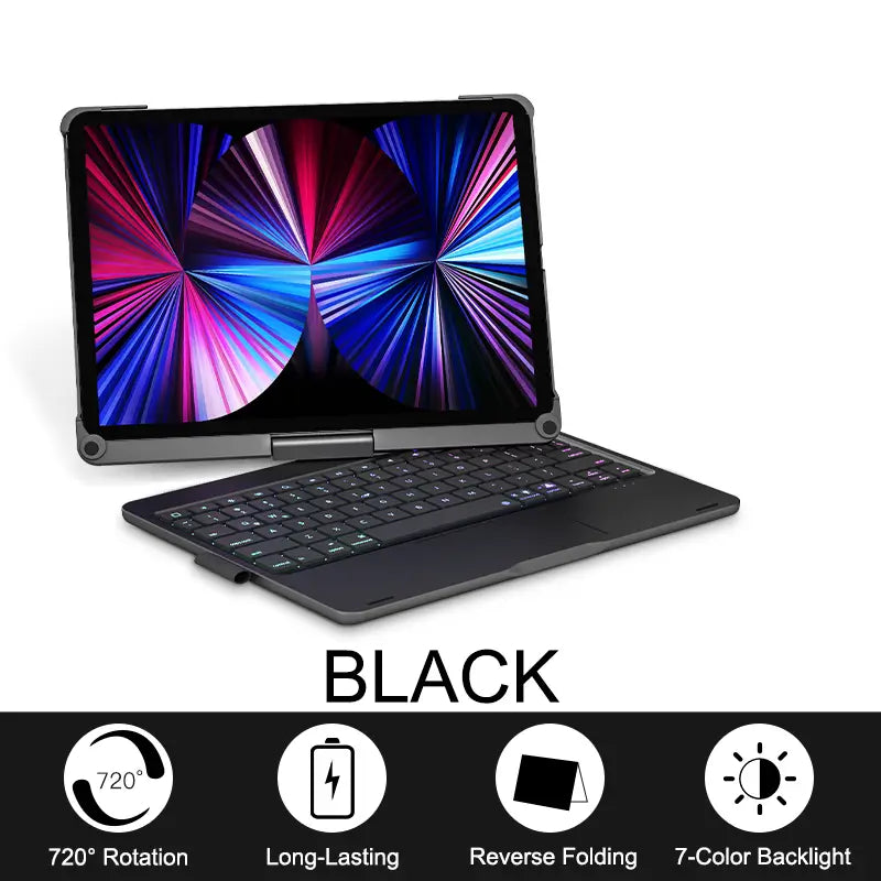 360-Degree Rotating iPad Protective Case With Keyboard And Expansion Dock