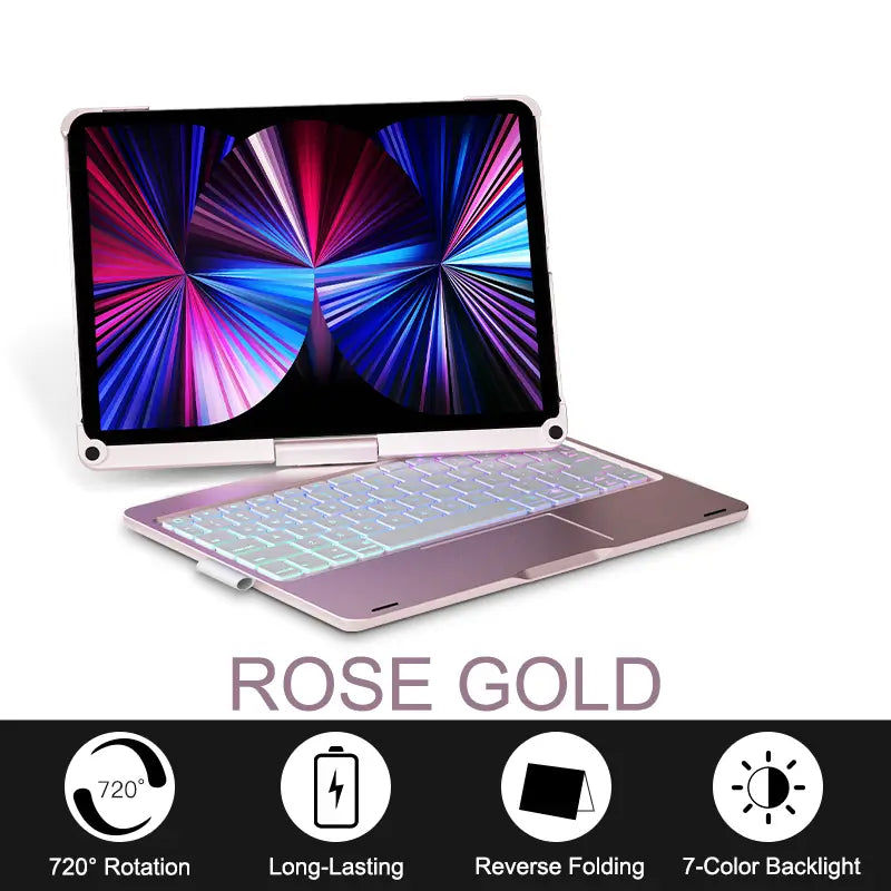 360-Degree Rotating iPad Protective Case With Keyboard And Expansion Dock