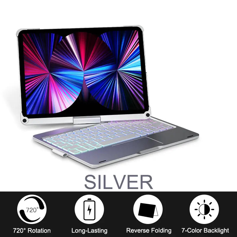 360-Degree Rotating iPad Protective Case With Keyboard And Expansion Dock
