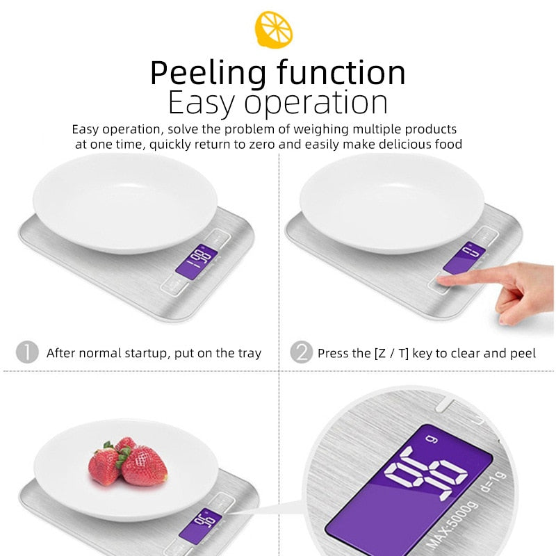 Rechargeable stainless steel electronic scales kitchen electronic scales home food scales small gram scale baking kitchen scales