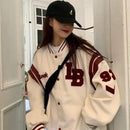 European and American Fashion Letter Embroidered Jackets Unisex Couple Contrasting Color Y2K Hip Hop Loose Leather Jackets Men