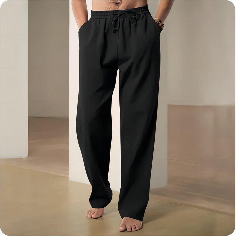 2025 New Men's Beach Pants Joggers Streetwear Cotton Linen Sweatpants Casual Pants Hawaiian Vacation Loose Summer Long