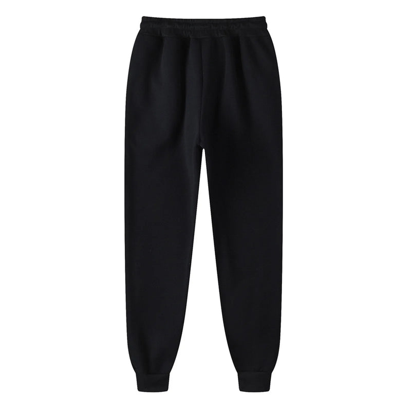 Men's Black Sport Casual Sweatpants 2024 Autumn Winter Warm Fleece Lined Ankle-Banded Trouser With Pocket Plus SIze Baggy Pants