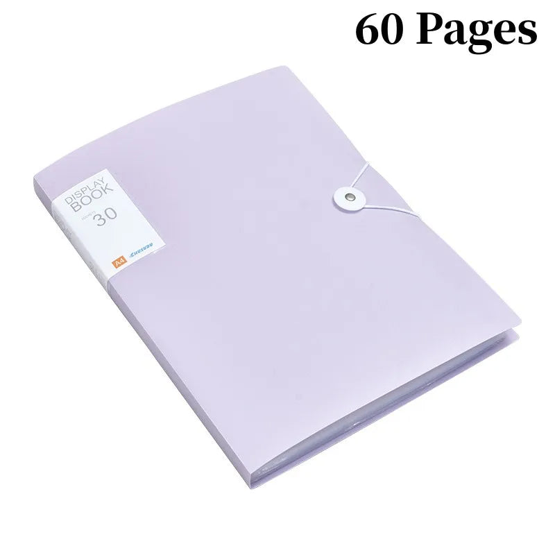 A4 File Folder Display Book 30/60 Pages Transparent Insert Paper Document Organizer Bag Office School Supplies Stationery