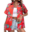 New Women's Short Sleeve T-shirts Fashionable 3d Floral Printed Casual Hawaii Style Basic Tops Lapel Short Sleeve Shirt Summer
