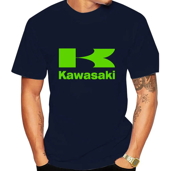 Kawasaki Logo Motorcycle Men Summer T-shirt 100% Cotton Women Tee Shirts 2024 New Fashion Short Sleeve Sport Male Clothing Tops