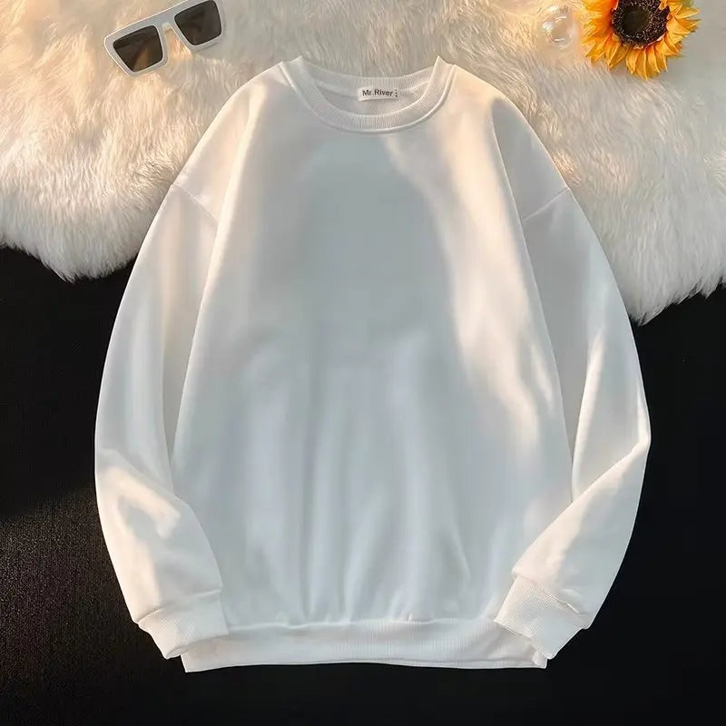 Autumn And Winter Round Neck Plush Warm Pullover Sweater With Customized Printed Logo For Men And Women'S Solid Color Casual Top