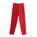 TRAF Ladies Pants Office Wear Black Pink White Pants for Women Fashion High waist Formal Pants Office outfits Pencil Trousers