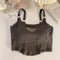 Women Embroid Letter Tank Tops With Bra Pad Casual Camis Y2K Crop Tops For Women Shoulder Belt Iron Ring Tank Tops