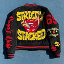 European and American Fashion Letter Embroidered Jackets Unisex Couple Contrasting Color Y2K Hip Hop Loose Leather Jackets Men