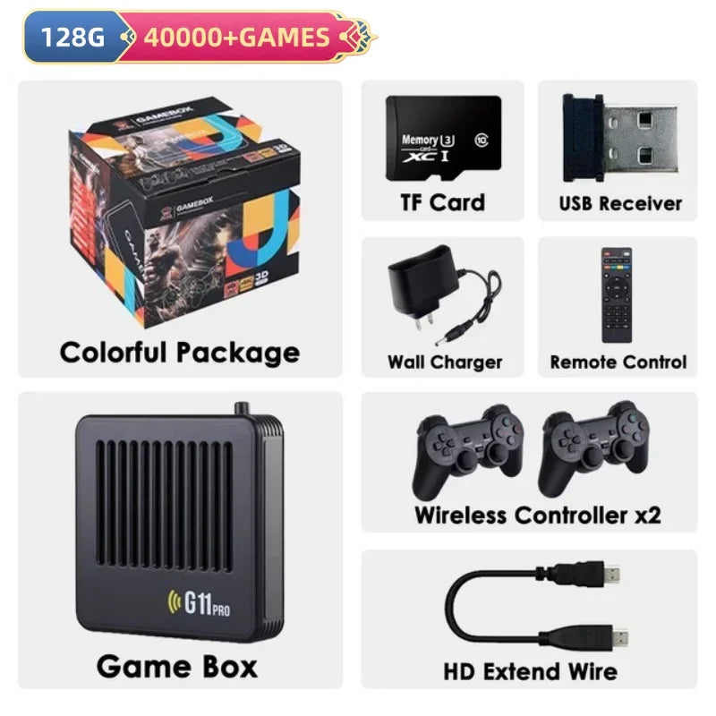 G11 Pro Game Box Video Game Console 256G Built in 60000+ Retro Games 2.4G Wireless Gamepad 4pcs 4K HD TV Game Stick For PS1/GBA