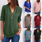 S-5XL Ladies Loose Blouse Chiffon Shirt Zipper V-Neck Half Sleeve Shirts Casual Office Lady Sexy Blouse Shirt Tops Multi Colors