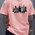 Men's Suit New York PrintingTT-shirt Casual Fashion All-Matching round Neck Half Sleeve