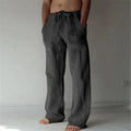 2025 Men's Cotton Linen Pants Oversized Jogger Sweatpants Casual Flower Print Plus Size Loose Wide Leg Pants Men Casual Trousers