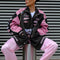 Autumn Varsity Jacket Long Sleeve Motorcycle Jacket Racing Baseball Jacket Women Y2k Printed Casual Loose Coat Single-breasted
