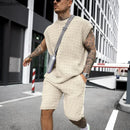 New 2025 Men's Two Pieces Casual Sets for Summer Solid Sleeveless Tops Shirts and Shorts Sets Male Streetwear Tracksuit Sets Men