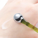 Face Lift Eye Massager Natural Jade Stone Steel Ball Beauty Tools Eye Cream Divided Scoop Massage Roller Silicone Makeup Stick
