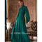 OIMG Gorgeous Fashion High Neck Green Prom Dresses Puff Sleeves Customized Elegant Satin Vintage  Gowns Formal Party Dress