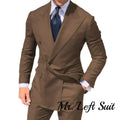 Double Breasted Men's Suit Wide Peak Lapel Wedding Grooms Tuxedos 2 Pieces Business Men Suits