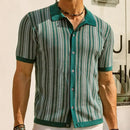 High End Jacquard Striped Polo Shirts For Men Short Sleeve Elastic Summer Quality Viscose Knitted Smart Casual Camisas De Hombre