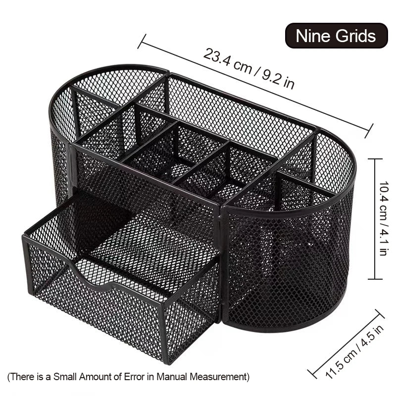 1pc Metal Multifunctional Pen Holder Office Supplies Creative Cool Crafts Desktop Hollow Storage Box