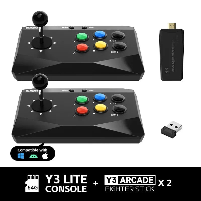 DATA FROG Y3 Arcade 4K Video Game Console With Game Arcade Keyboard Built-in 10000 Games Stick For PS1/FC/GBA Retro TV Dendy