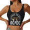 Retro Rock Fashion Trend AC/DC Sexy Vest Fitness Cropped Tank Top Women Heavy Metal Music Band Yoga Sports Comfortable Bra