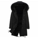 2022 Winter Trendy Men High Quality Faux Fur Liner Parka Elegant Imitation Fox Hair Hooded Long Coat Fashion Luxury Jackets