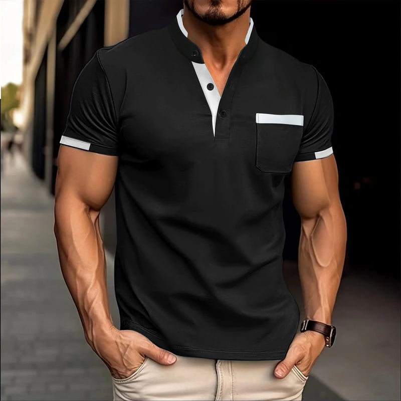 Men's Fashion Casual Solid Color Short sleeved POLO Shirt Summer Breathable Comfortable Men's Luxury Top
