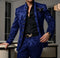 Patterned Black Men's Suit 2-piece Jacket Pants Wedding Groom Tuxedo Stand Collar Blazer Classic Jacquard Outfit