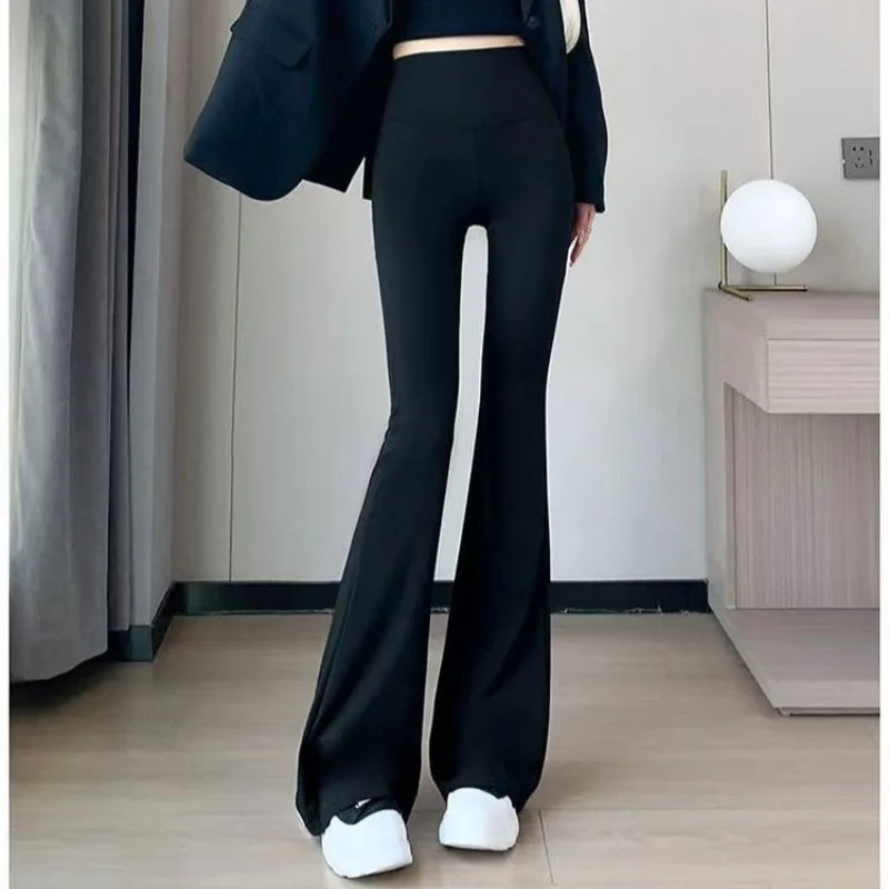 Matching Basic Women's Sweatpant Casual Lady's Sportswear New In Female Flare Pants Drawstring Wide Leg Pant Boot Cut Trousers
