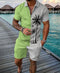 Men's Summer Tracksuit Sports Suit Men Set 3D Printed Casual Short Sleeve T Shirt Lapel Zip Polo Shirt Male Clothing Jogging