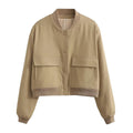 Women Fashion With Pockets Bomber Jacket Coats Vintage Long Sleeve Front Button Casual Female Outerwear Chic Tops