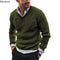 New2025 Men's Winter Knitted Sweater V-Neck Knitted Pullovers Club Party Solid Slim Warm Knitwear Sweaters  Male Streetwear Tops
