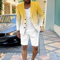 Mens Clothing Summer Single-Breasted Outfits 2023 Men Business Office Short Pants Suit Fashion Casual Long Sleeve Two Piece Sets