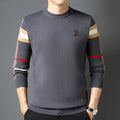 Autumn and Winter Men's Sweater Knitted Pullover New Soft Warm Striped Checker Round Neck Sweater Casual Fashion Men Clothing