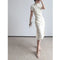 High-end Short Sleeved Cheongsam Dress Elegant Fashion Summer New Exquisite Jacquard White Temperament Celebrity Stand Collar