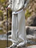 New Side Zipper Baggy Sweatpants For Men Autumn High Street Outdoor Straight Trousers Techwear Casual Drawstring Hiking Pants