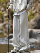 New Side Zipper Baggy Sweatpants For Men Autumn High Street Outdoor Straight Trousers Techwear Casual Drawstring Hiking Pants
