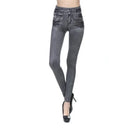 2023 Women's Spring and Summer Tight Imitation Jeans, Smart Slim Fashion, Large Tight Pants, False Pocket Women's Fitness Pants
