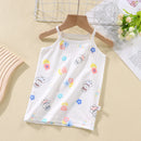 Sling+Shorts Suit Summer Girl's All Cotton Pajamas Infantil Cartoon Printed Sleeveless Home Clothes Fashion Cute Vest Two Piece