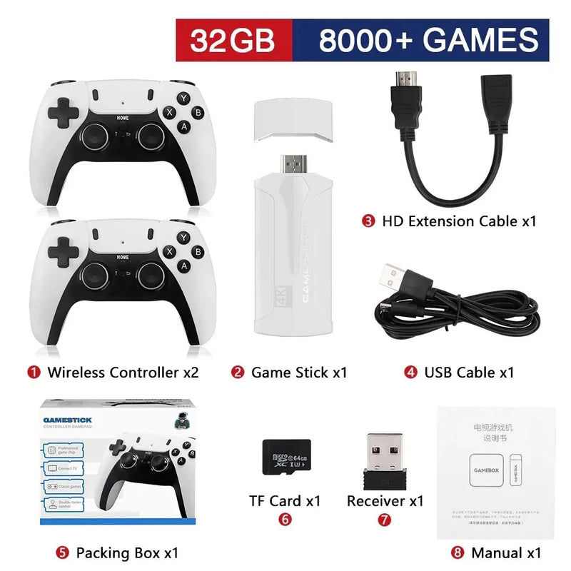 Video Game Sticks M8 Console 2.4G Dual Wireless Controller Game Stick 4K 20000 games 64GB Retro game For Dropshiopping Xmas Gift
