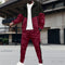 2025 Men's new fashion trend hooded zipper double pocket patchwork color jacket Business casual sports suit