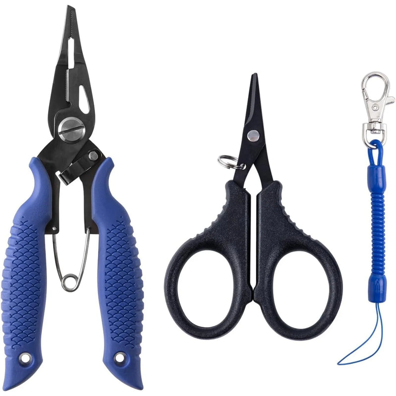 7 "fishing clamp set 420 stainless steel, line cutter, storage bag - Fishing clamp hook remover
