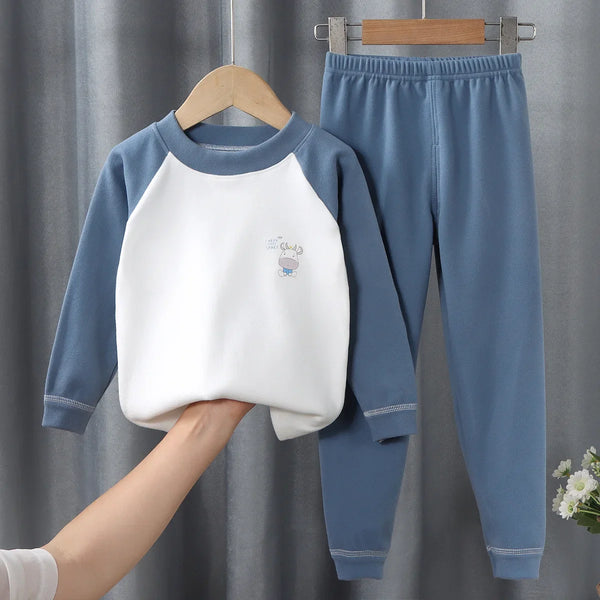 Children's velvet warm suit, autumn clothes and pants for big children, underwear for boys and girls, home clothes for babies Un