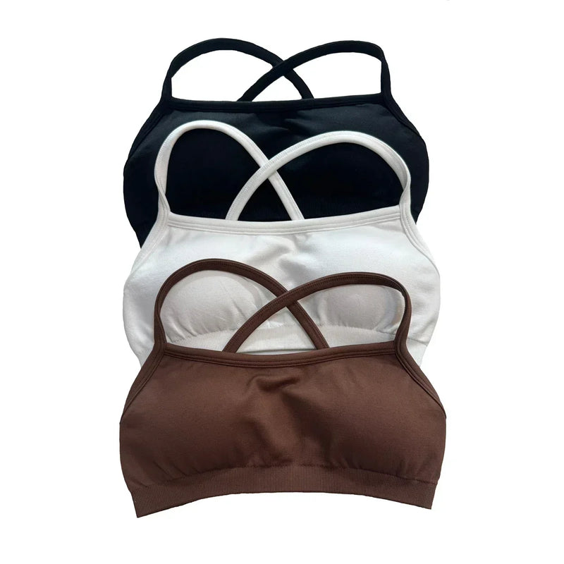 V Sculpt Bralette Seamless Padded Yoga Top Bra Stretchy Gym Crop Top with Adjustable Straps Light Support Workout Sports Bra