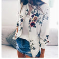 Women Floral Jackets Spring Summer Long Sleeve Zipper Print Bomber Jacket Casual Pocket Slim Female Fashion Outwears