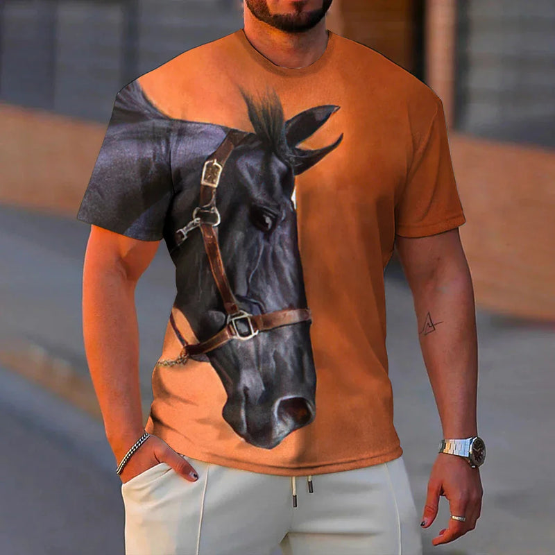 Fashion 3D Horse Print Men's T-Shirt Quick Dry Short Sleeve Tees Summer Casual Man Clothing Tops Loose Oversized T-Shirt for Men