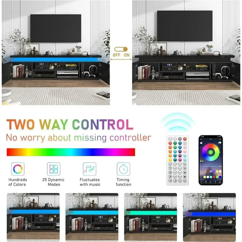 TV Stand, for 85 Inch TV, High Gloss TV Console Entertainment Center, TV Stands
